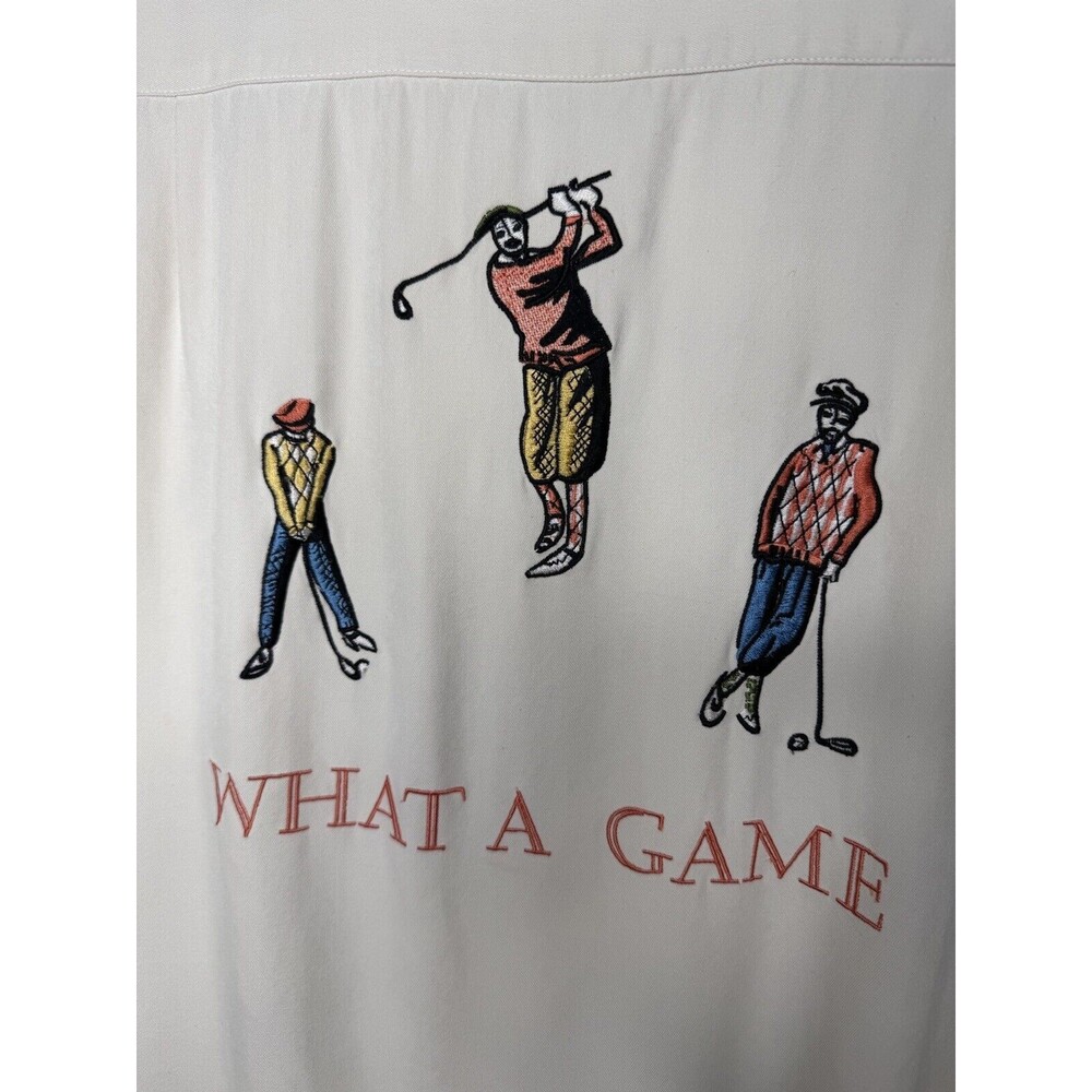 Bobby Chan Embroidered Silk Golf Shirt Hawaiian Button Down RARE - Picture 4 of 10